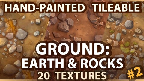 Ground: Earth and Rocks -- 20 TEXTURES -- (Hand-painted, Tileable) #2