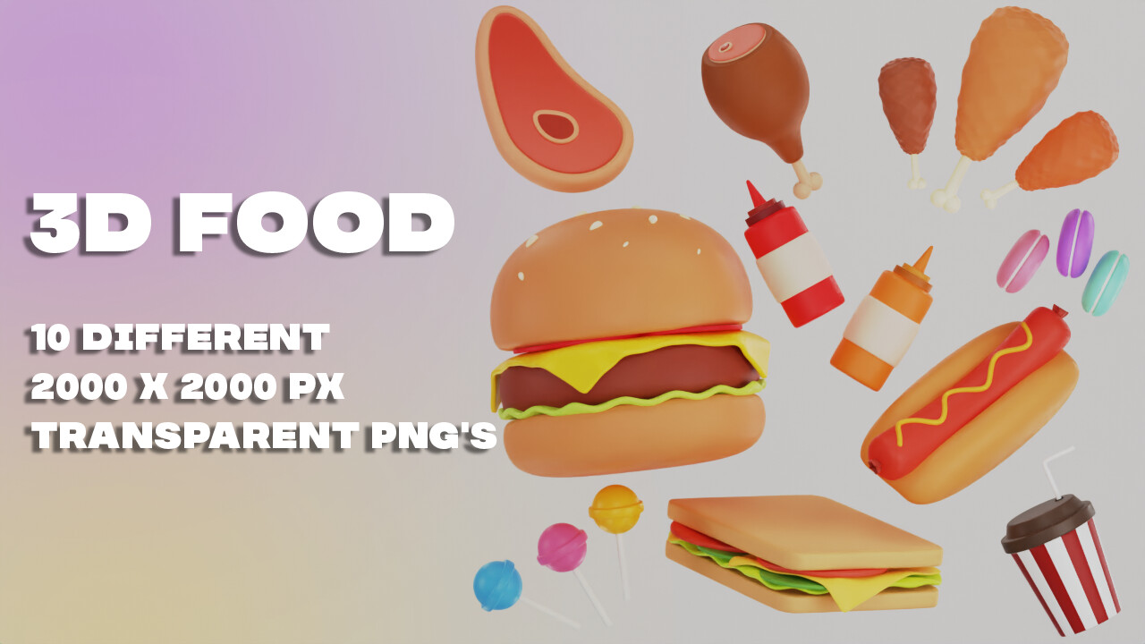 ArtStation - 3D Model Cartoon Food Pack | Game Assets