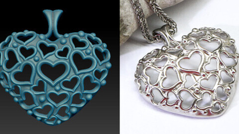 Heart pendant 3d model with openwork pattern. Jewelry for printing.