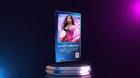 3D NFT Collectible Card template after effects