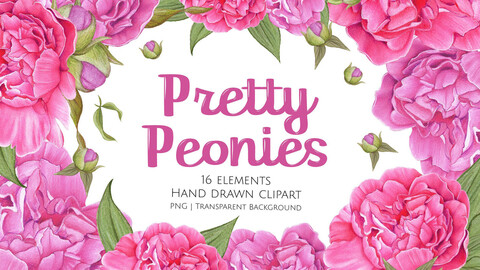 Pretty Peonies Clipart Collection