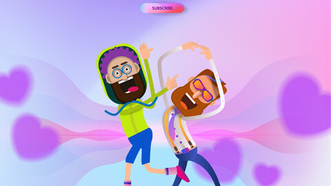 Cartoon men dancing at a party