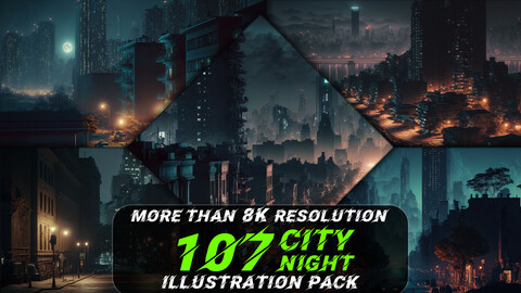 107 City Night Illustration Pack - Vol 1 (More Than 8K Resolution)