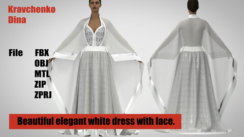 Beautiful elegant white dress with lace.