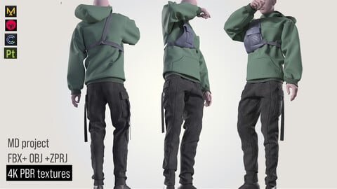 3d man clothes pants hoodie bag