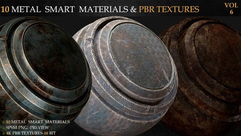 10 METAL SMART MATERIALS & PBR TEXTURES-VOL 6