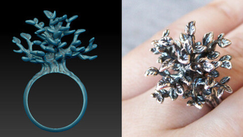 Jewelry 3d model to print. A ring in the form of a tree