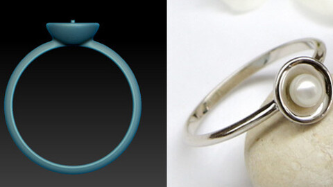 A cute and small ring for a pearl. Jewelry 3D model for printing.