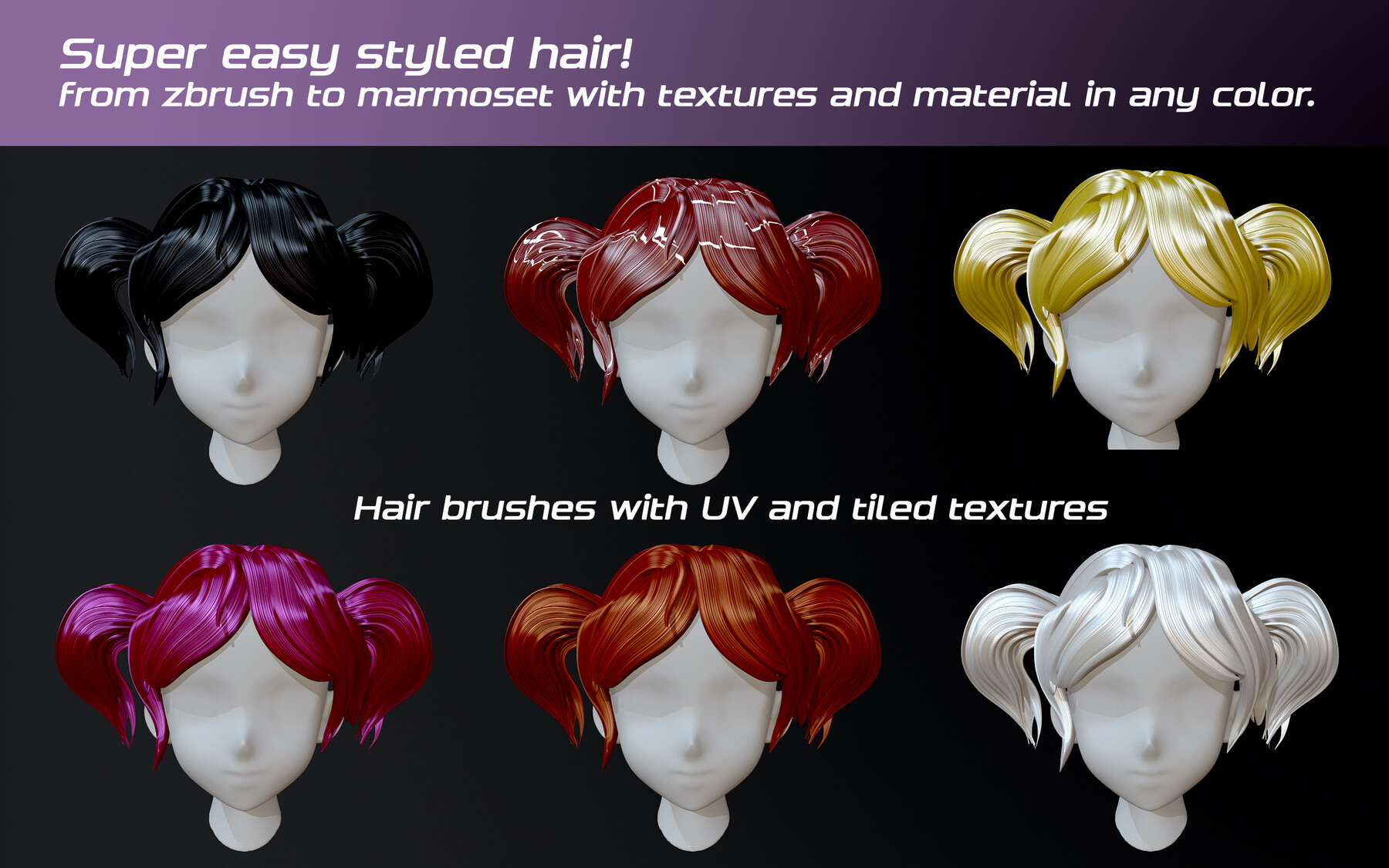 ArtStation Stylized hair kit! Brushes