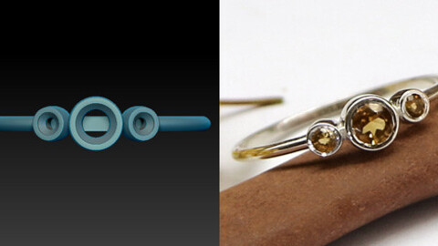 Thin miniature ring with 3 small round stones. Jewelry 3d model to print.