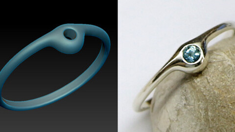 3D jewelry model to download. A thin asymmetrical ring