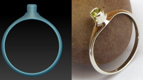 Download jewelry 3D model for printing. A thin miniature ring with a small stone.