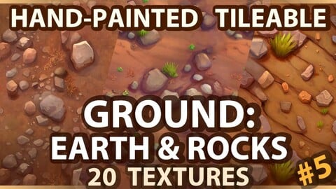 Ground: Earth and Rocks -- 20 TEXTURES -- (Hand-painted, Tileable) #5