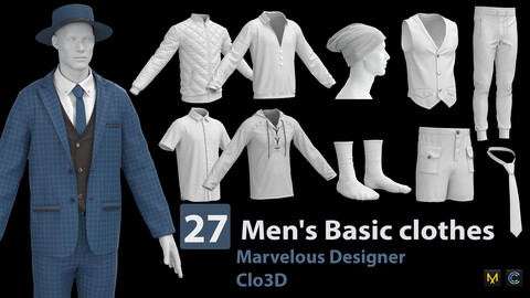 27  Men's basic clothes + Zprj +Fbx +Obj