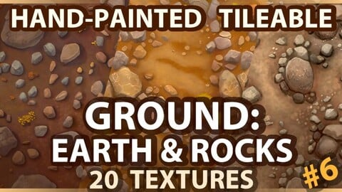 Ground: Earth and Rocks -- 20 TEXTURES -- (Hand-painted, Tileable) #6