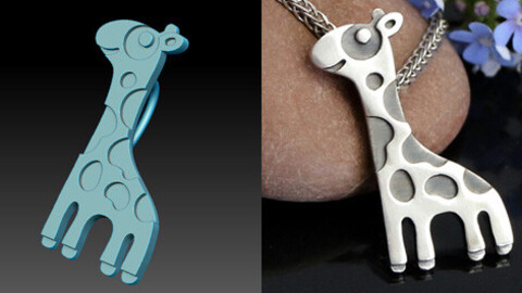 Giraffe pendant. Download jewelry 3D model for printing.