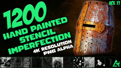 1200 Hand Painted Alpha Seamless and Tileable Stencil Imperfections (MEGA Pack) - Vol 11
