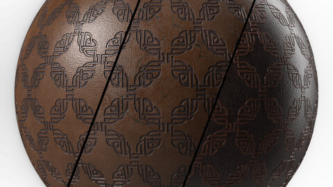 Leather Materials 20- Leather Ornament Pattern By Sbsar, Pbr 4k Seamless