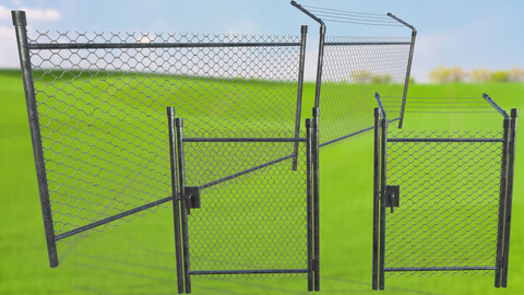 Netting Mesh Fence Kit Low Poly Low-poly 3D model