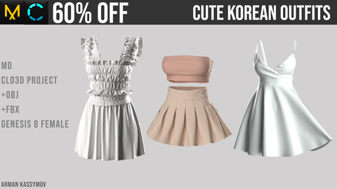 Korean Bundle 60% Off Marvelous designer Project +.obj +.FBX