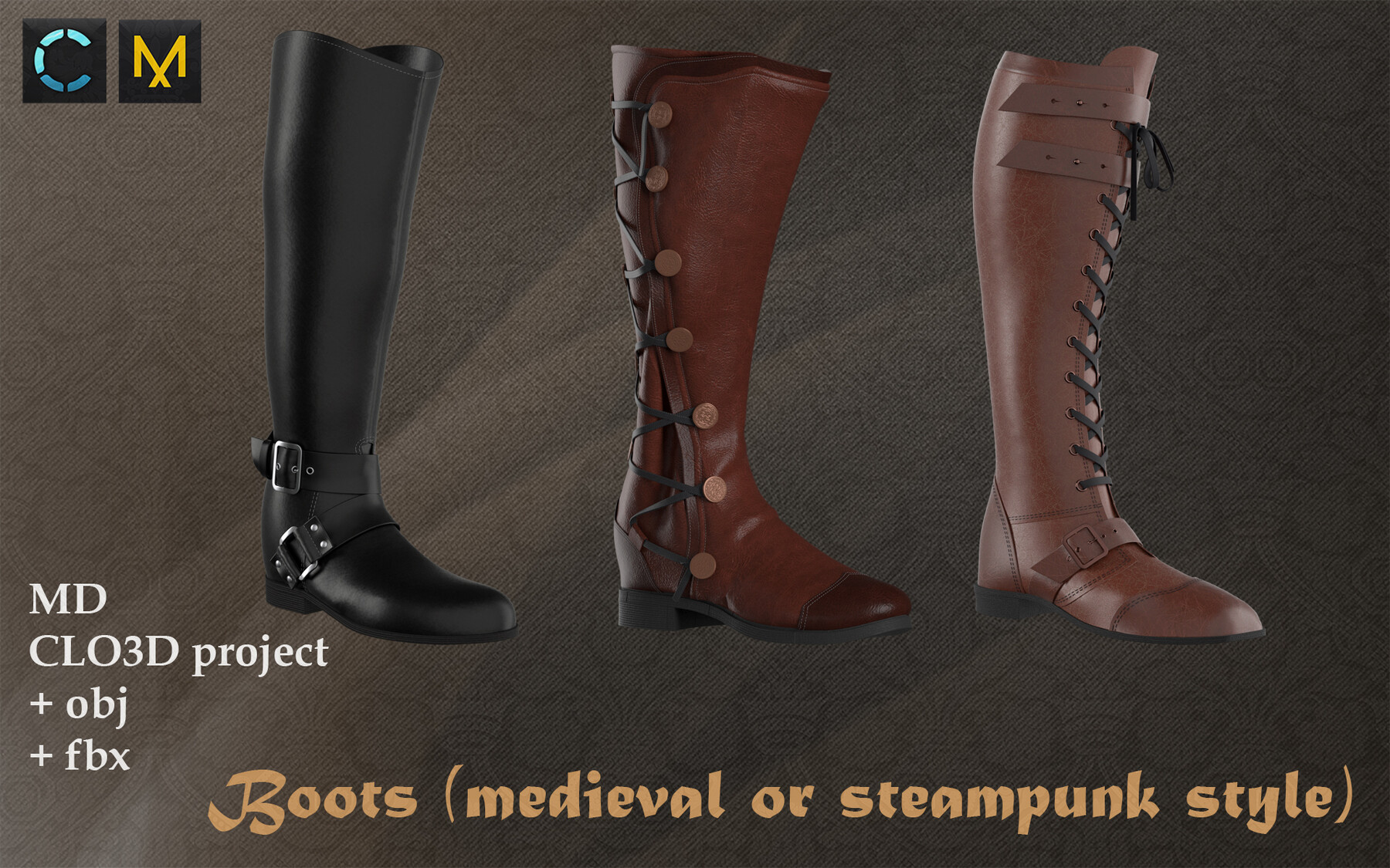 ArtStation - Boots medieval or steampunk style | Game Assets