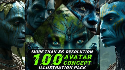 100 Blue Creatures Illustration Pack (More Than 8K Resolution)