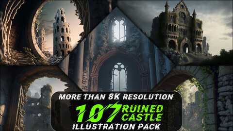 107 Ruined Castle Illustration Pack (More Than 8K Resolution)