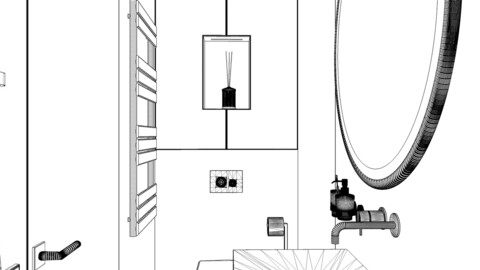 Shower with marble tiles 3D