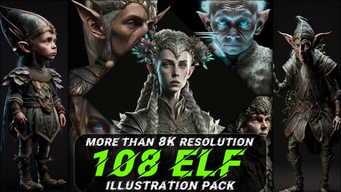108 Elf Illustration Pack (More Than 8K Resolution)
