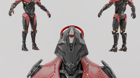 Mecha Demon Lowpoly Rigged