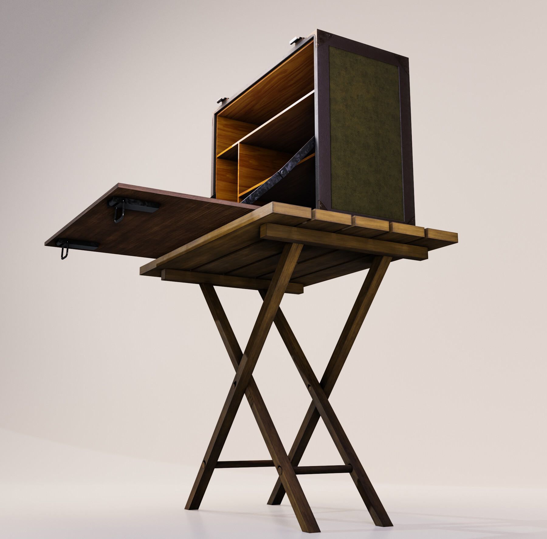 ArtStation - The camp bed trunk with mattress