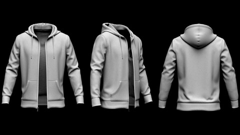 Front Zip Hooded Jacket 3d Model