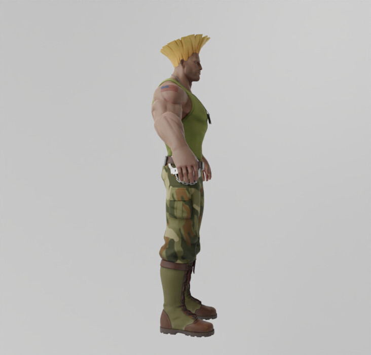 Guile in Super Street Fighter 3d model - CadNav