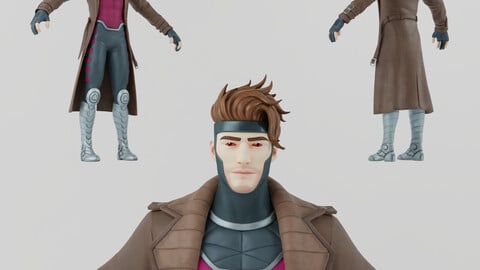 Gambit X-Men Lowpoly Rigged