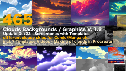 465 Illustrations - Cloudy Skies - Ressource for Comics and Manga - from InkArt to Epic Drawings