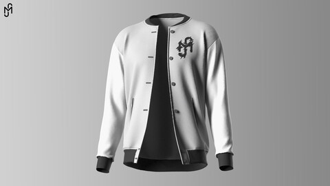 OFF WHITE COLLEGE JACKET MOCKUP for CLO3D and Marvelous Designer