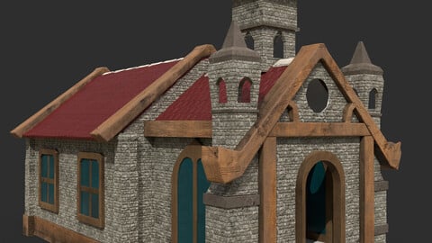 3D Game House with PBR Texturing