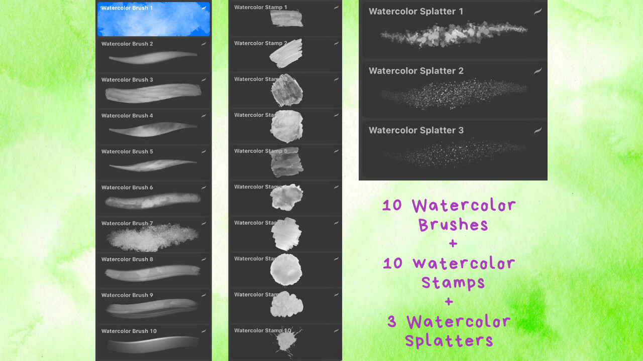 Artstation Watercolor Brush Set For Procreate Brushes