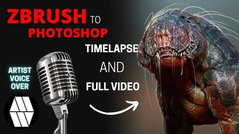 ZBrush to Photoshop 'Alien Dog/Hound' Concept - Timelapse Voice Over and Full Video