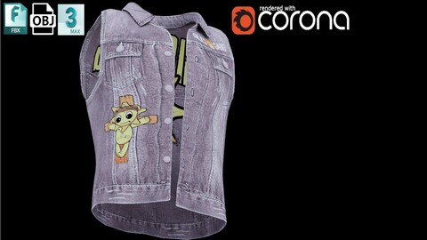 GLOGANG Denim Vest Chief Keef Jeans Low-poly