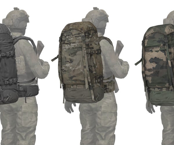 Artstation - Military F2 Bergan Backpack Low-poly 3d Model 