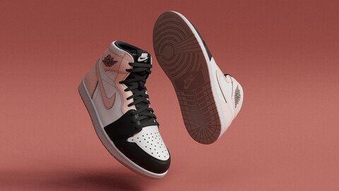 AirJordan 1 Retro HighOG Color Pink Girl Low-poly 3D model