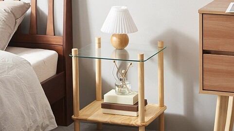 Odyssey tempered glass wood painting side table