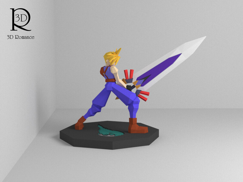 ArtStation - Cloud Strife Polygon Classic Battle Model for 3D Print ...