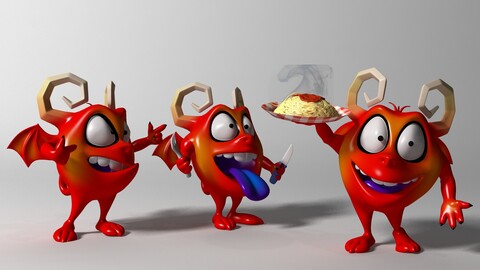 Cartoon Red Monster Rigged