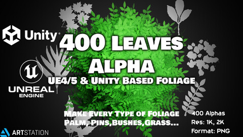 400 Foliage Alpha Pack (UE5 & Unity based Foliage)