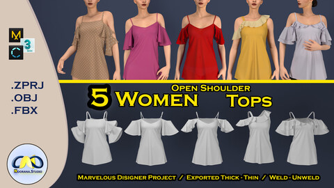 5 women open shoulder tops, thick, thin, weld, unweld