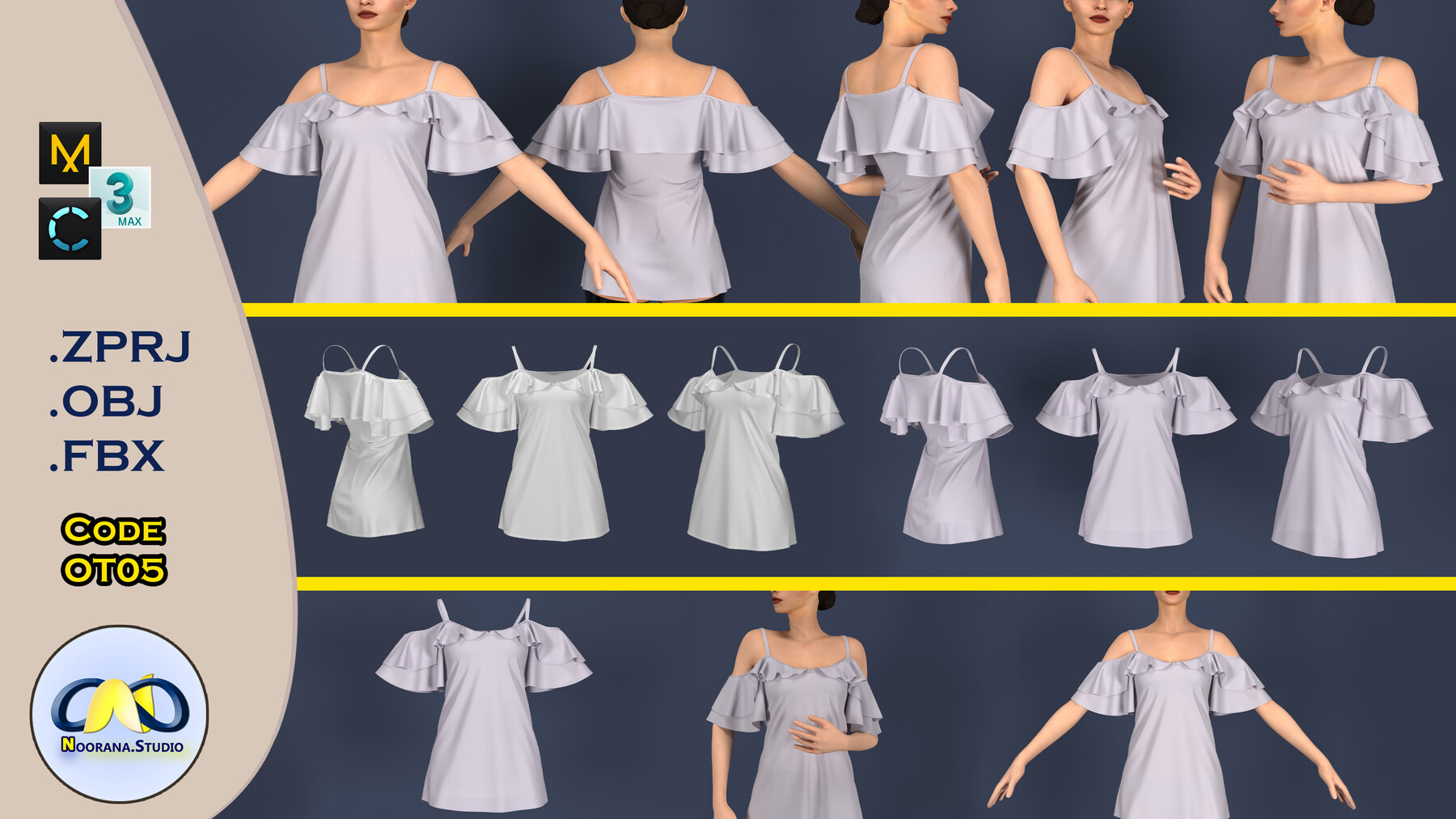 44 women basic clothing Mega Pack - Marvelous Designer project/  zprj-fbx-obj exported