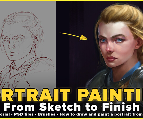 ArtStation - Realistic Portrait Painting Tutorial - From Sketch To ...