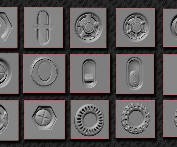 ArtStation - 60 hard surface height alpha map + normal map | Brushes